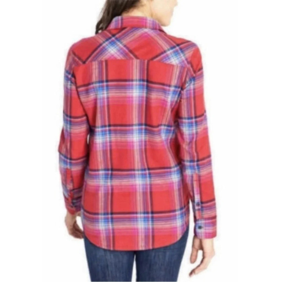 Orvis Xl plaid flannel shirt red and blue - Picture 2 of 9